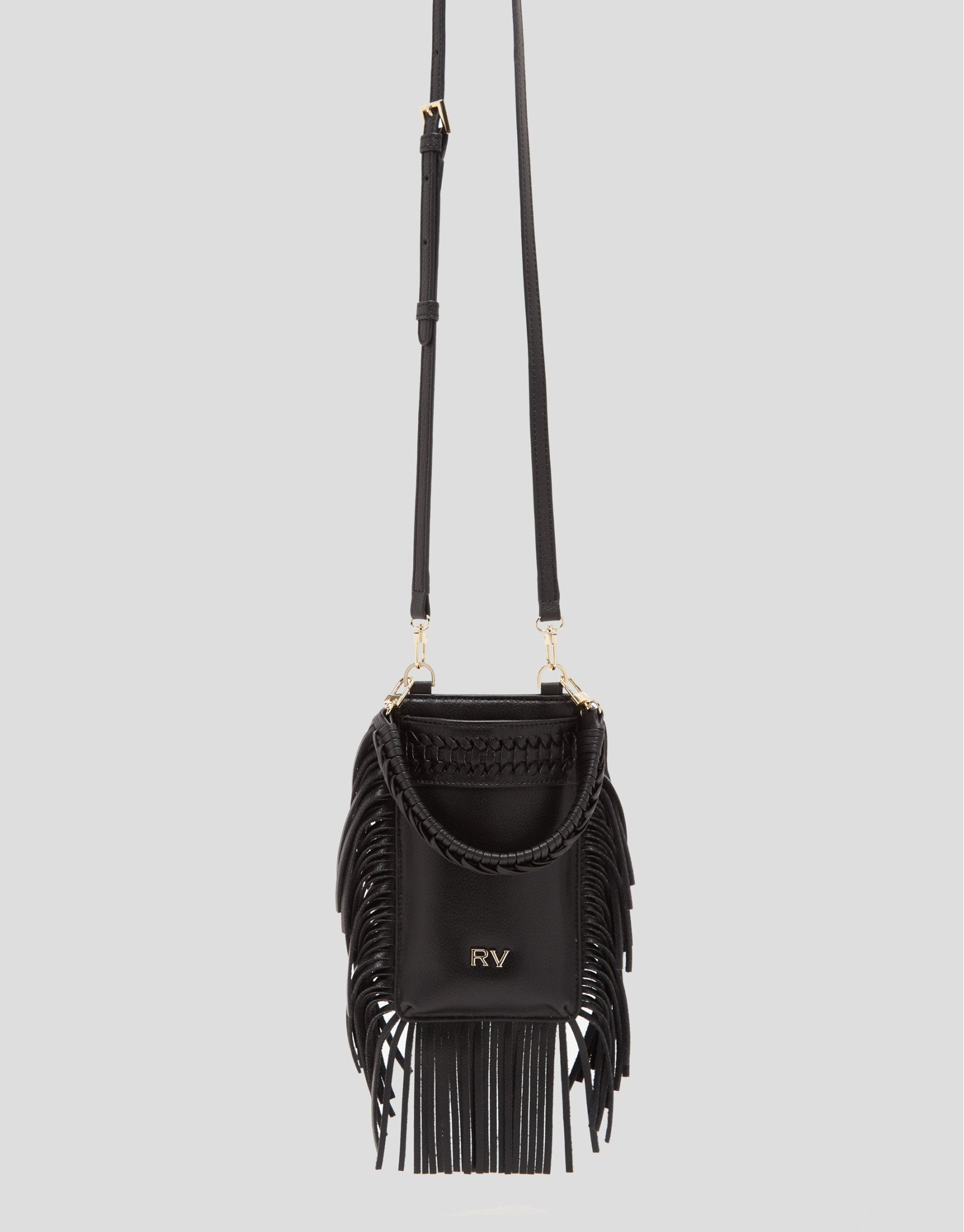 Black leather cellphone case with braiding ... | Roberto Verino