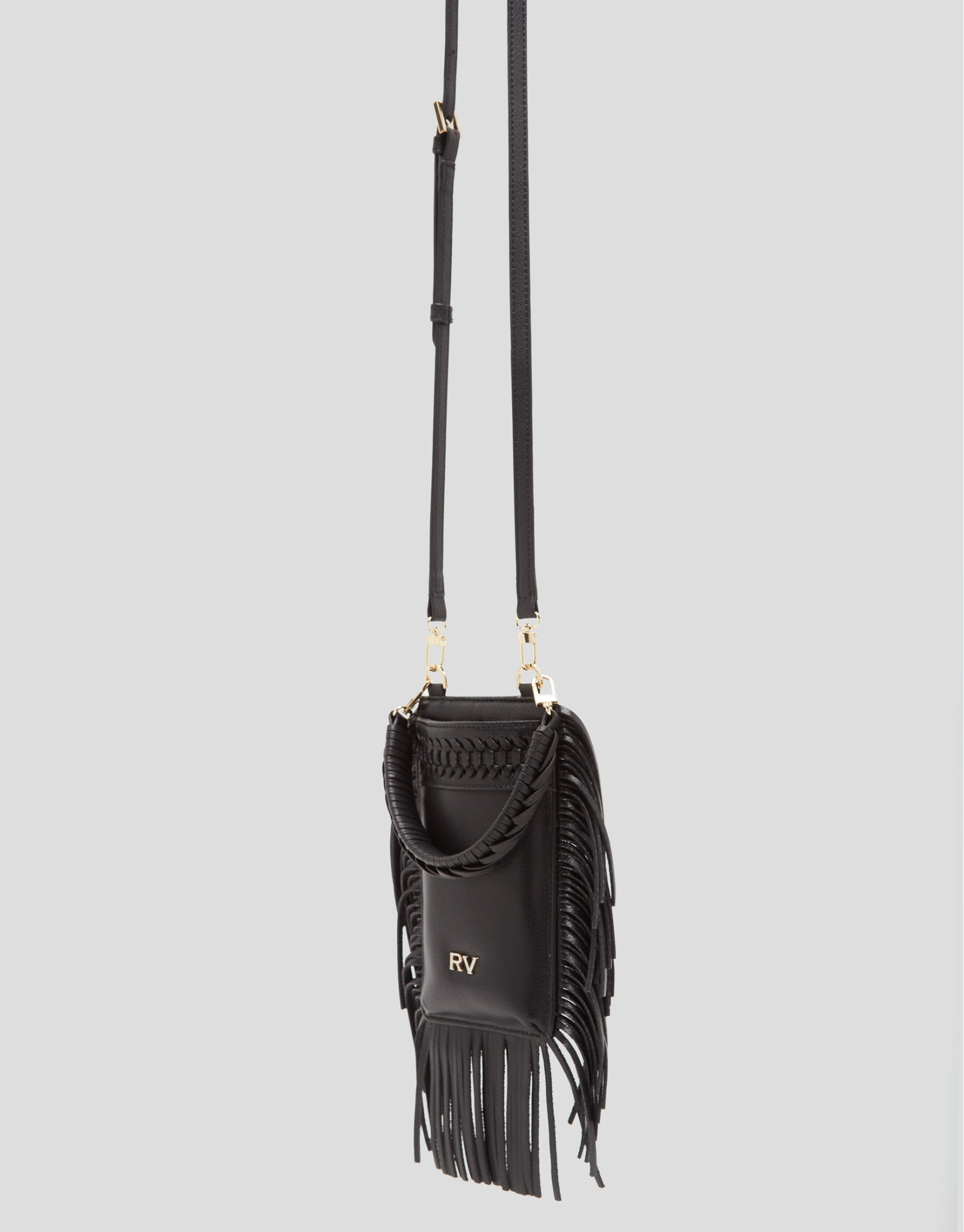 Black leather cellphone case with braiding ... | Roberto Verino