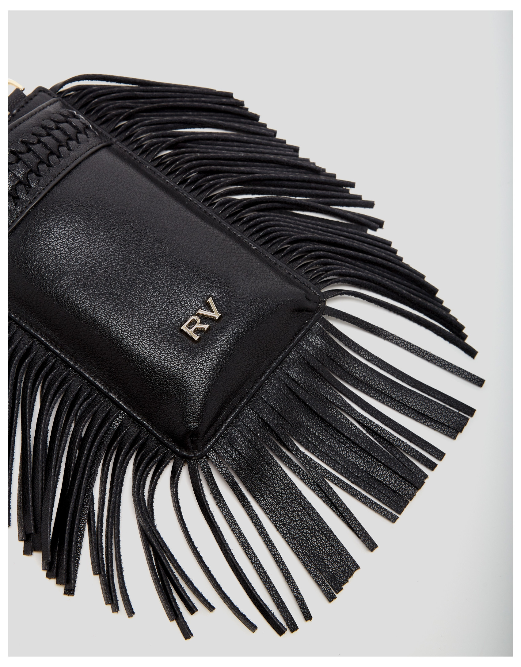 Black leather cellphone case with braiding ... | Roberto Verino