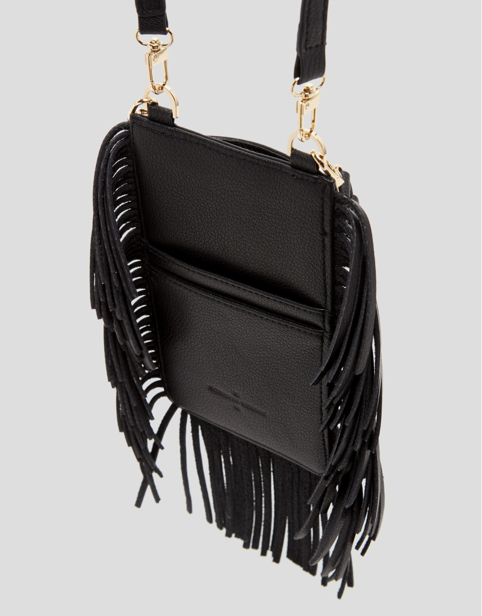 Black leather cellphone case with braiding ... | Roberto Verino
