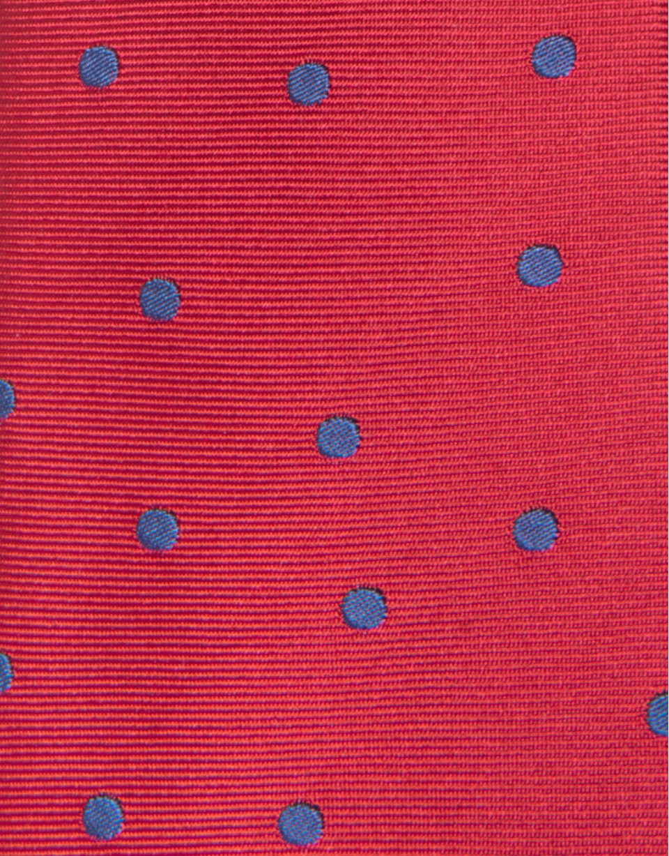 Red silk tie with blue circles - Man - AW2022 | Roberto Verino