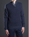Blue structured turtle neck sweater 