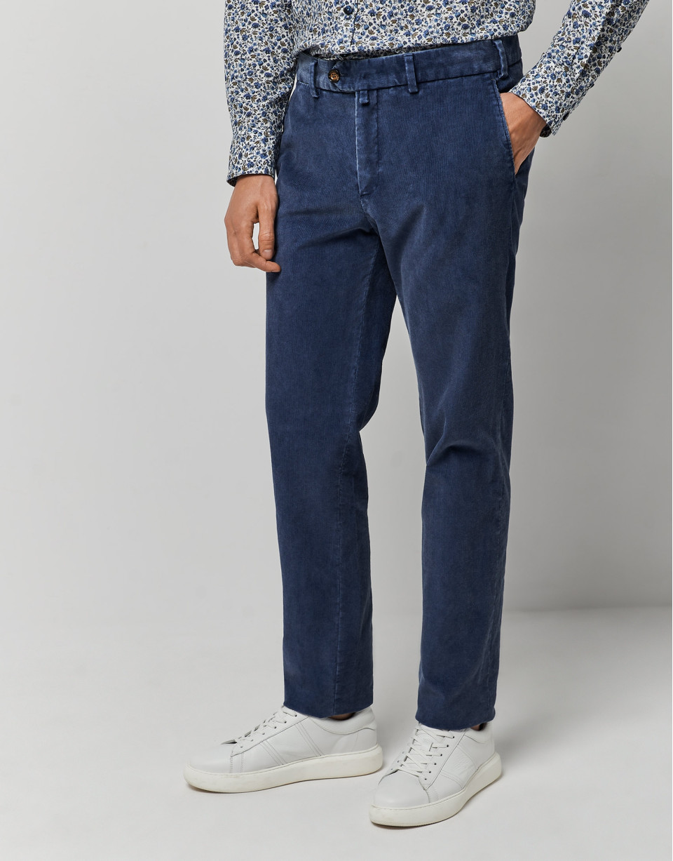 Pantalón chino pana azul medio - Hombre | Roberto Verino