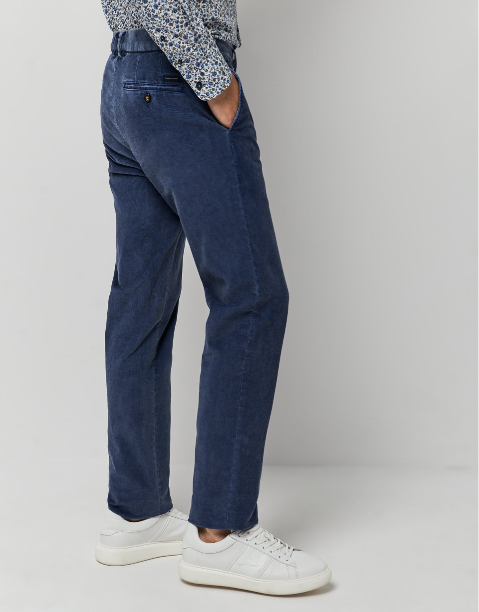 Pantalón chino pana azul medio - Hombre | Roberto Verino