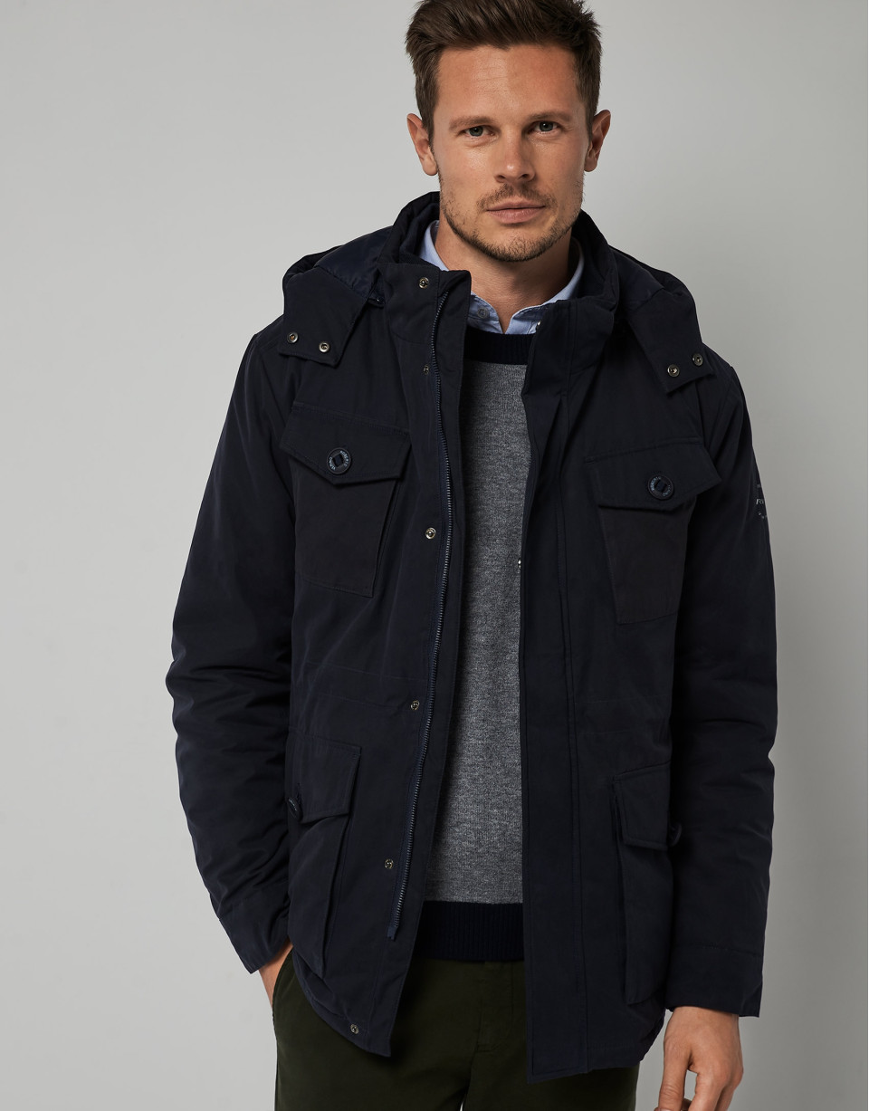 Parka acolchada azul marino aspecto algodonero | Roberto Verino