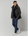 Khaki quilted tech fabric parka  - Man - AW2022 | Roberto Verino