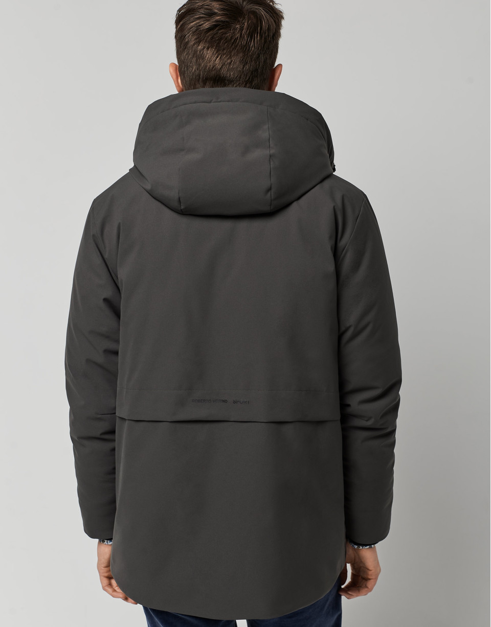 Khaki quilted tech fabric parka  - Man - AW2022 | Roberto Verino