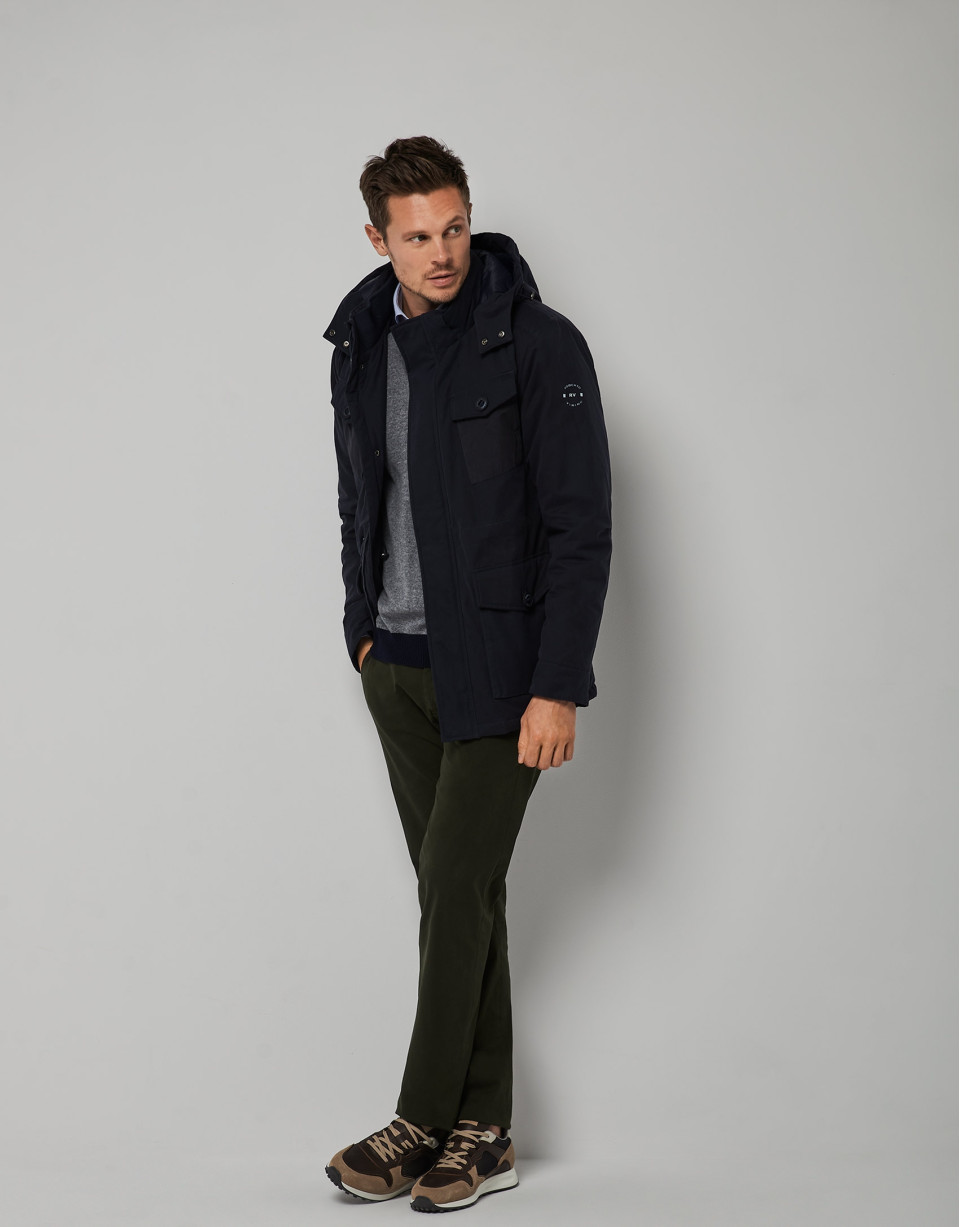 Navy blue quilted parka - Man - AW2022 | Roberto Verino