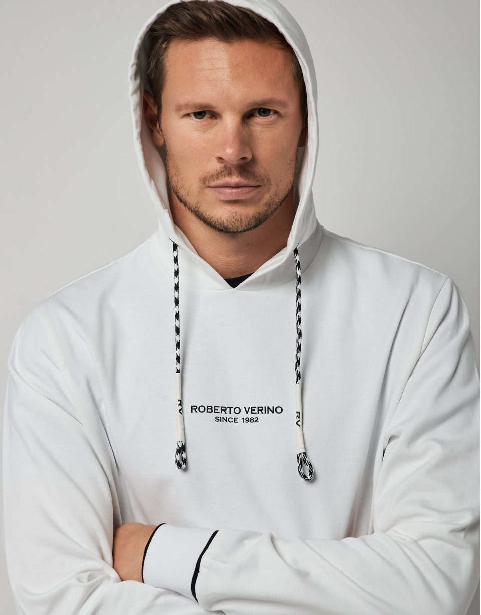Sudadera felpa blanco con print en el pecho | Roberto Verino
