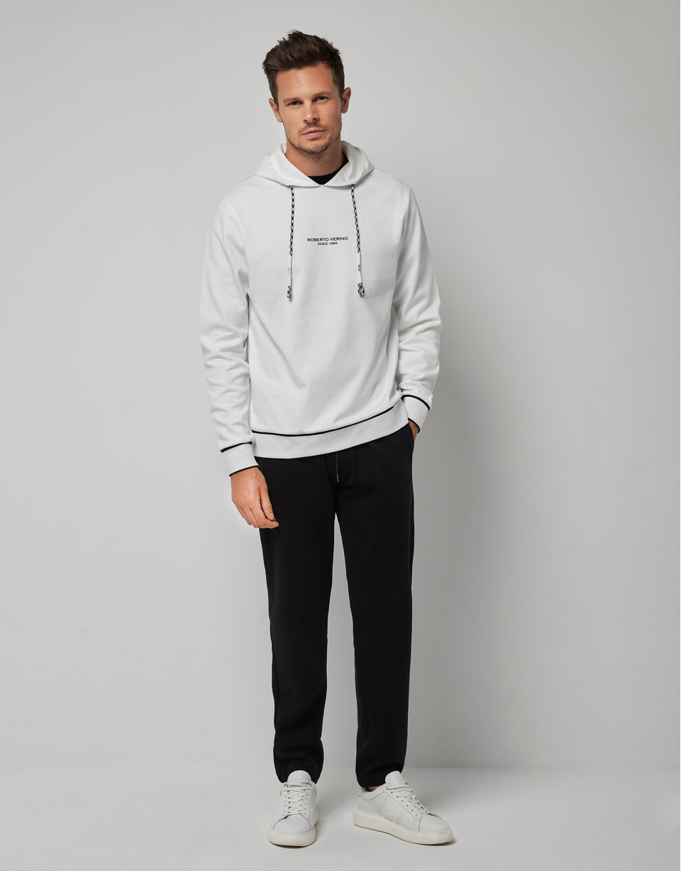 Sudadera felpa blanco con print en el pecho | Roberto Verino