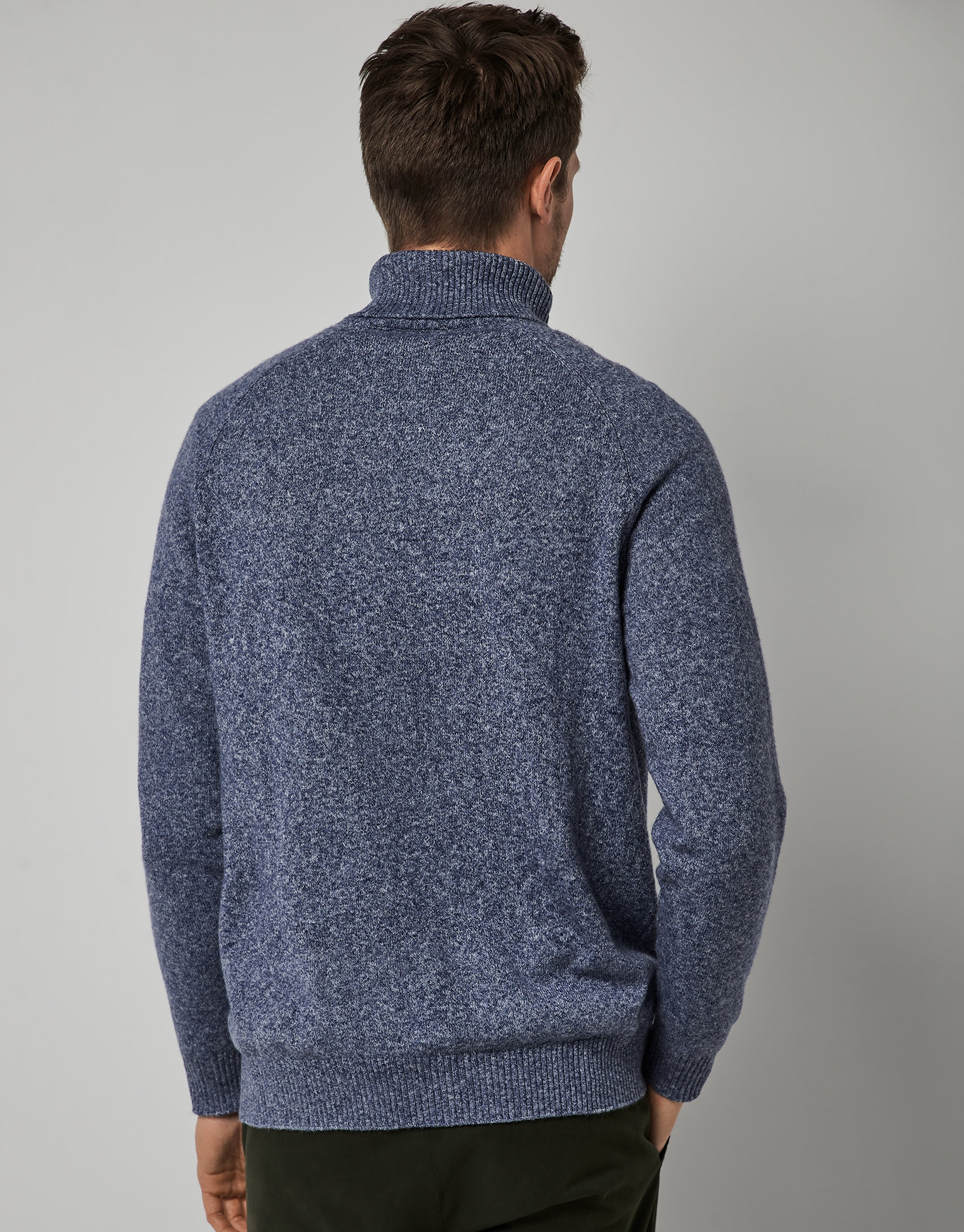 Jersey cuello subido lana bicolor tonos azules | Roberto Verino