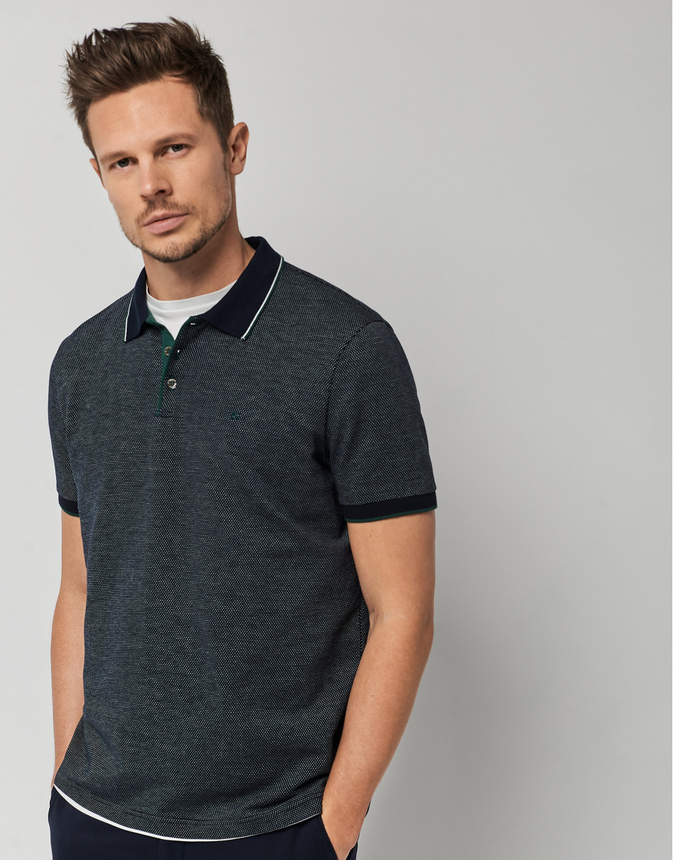 Navy blue, green and white mercerized ... | Roberto Verino