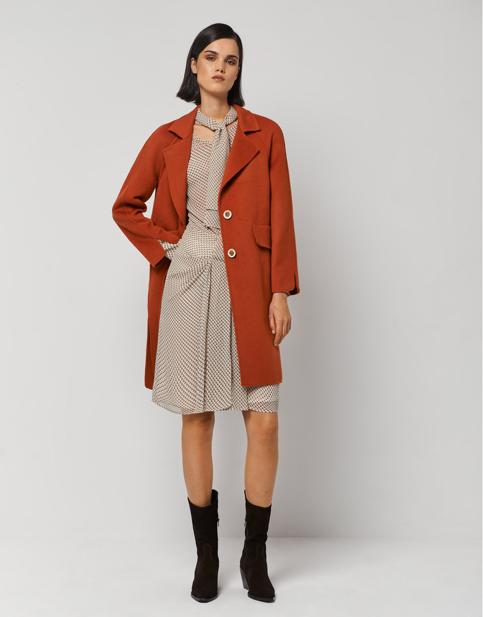 Brown micro-print pleated skirt - Woman | Roberto Verino