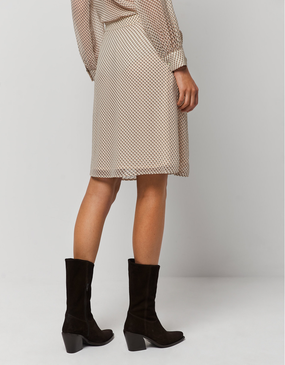 Brown micro-print pleated skirt - Woman | Roberto Verino