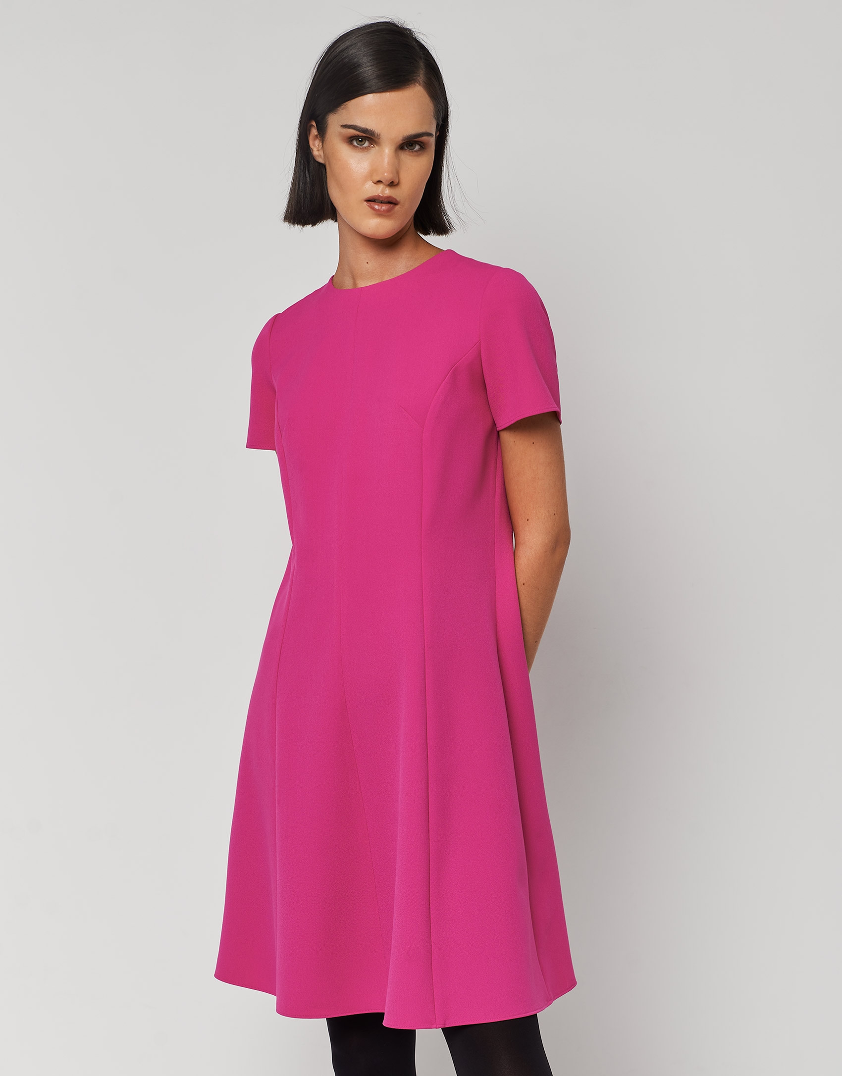 Vestido manga corta crepé fucsia - Mujer | Roberto Verino