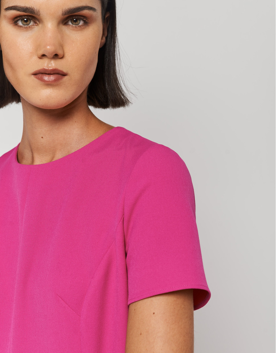 Fuchsia crepe dress with short sleeves - Woman | Roberto Verino