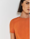 Vestido manga corta crepé naranja - Mujer | Roberto Verino