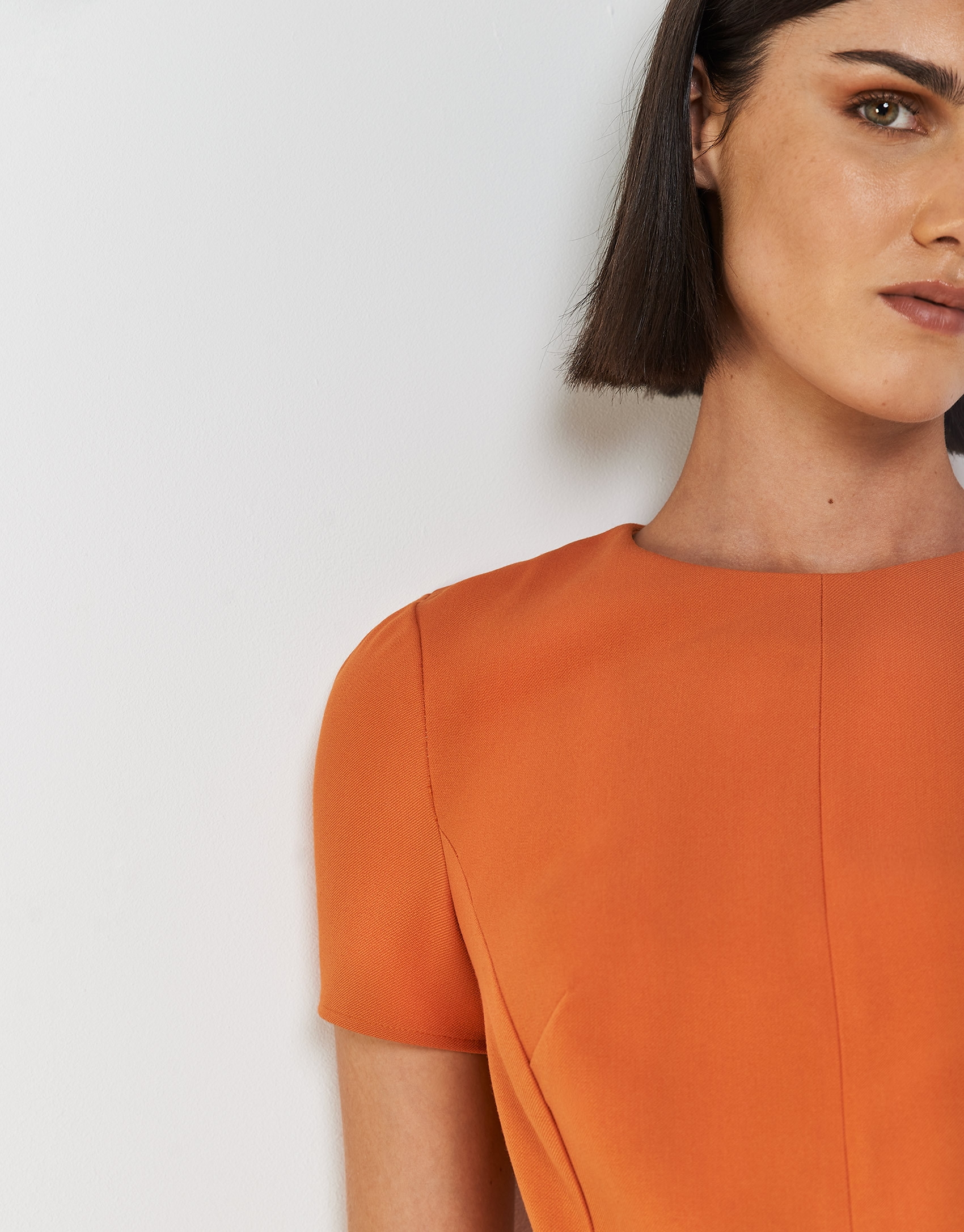 Orange crepe dress with short sleeves - Woman | Roberto Verino