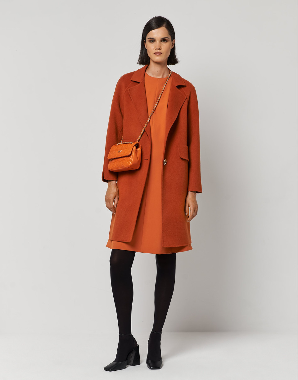 Vestido manga corta crepé naranja - Mujer | Roberto Verino