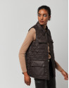 Brown tech fabric vest with four pockets | Roberto Verino