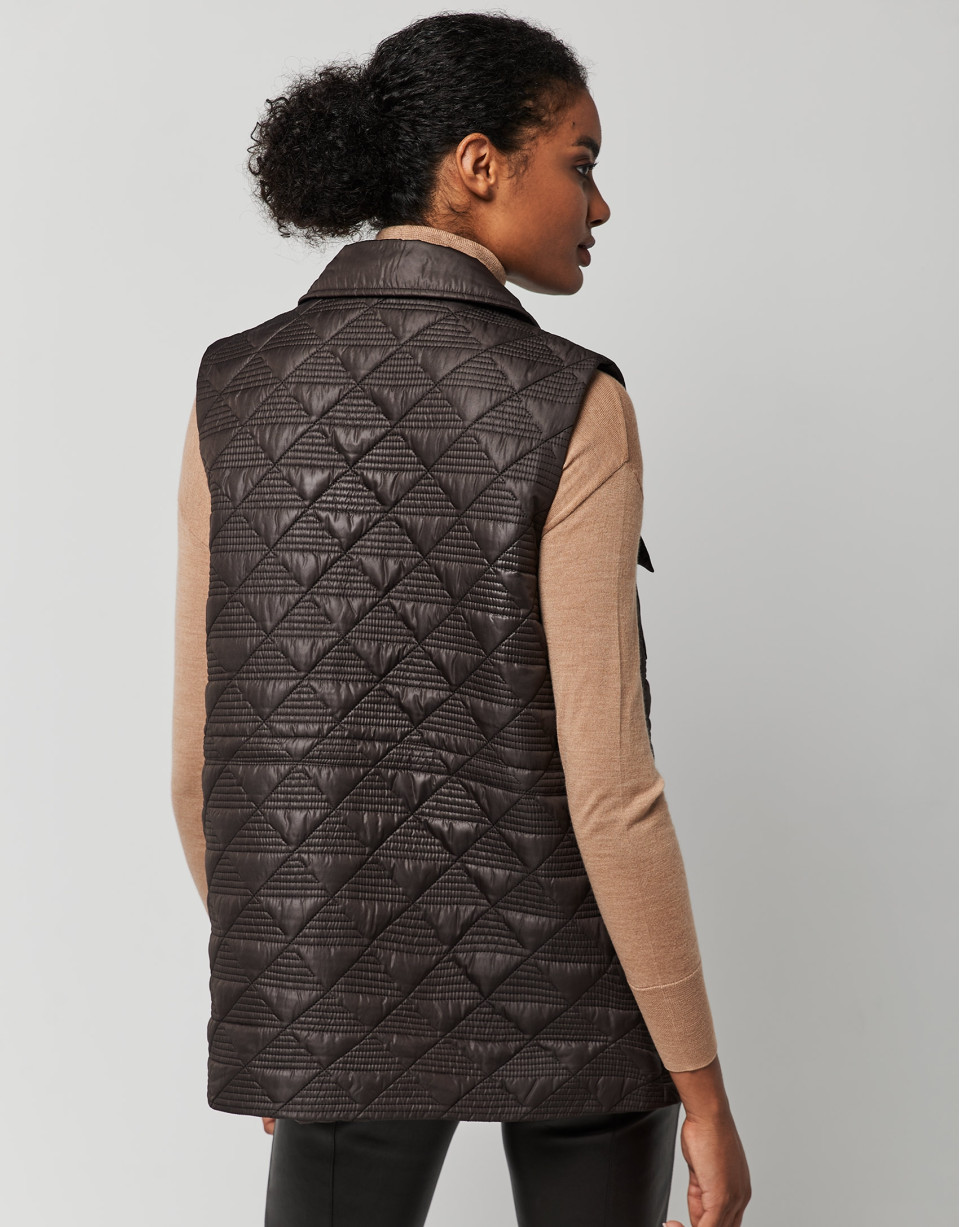 Brown tech fabric vest with four pockets | Roberto Verino