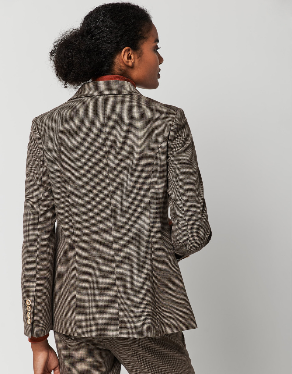 Blazer cruzada pata de gallo marrón - Mujer | Roberto Verino