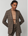 Blazer un botón cuadros marrón - Mujer - OI2022 | Roberto Verino