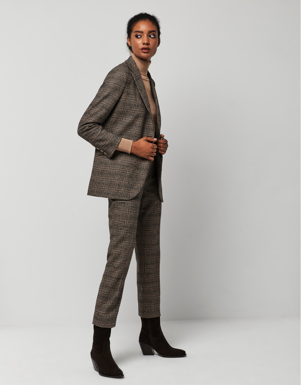 Blazer un botón cuadros marrón - Mujer - OI2022 | Roberto Verino