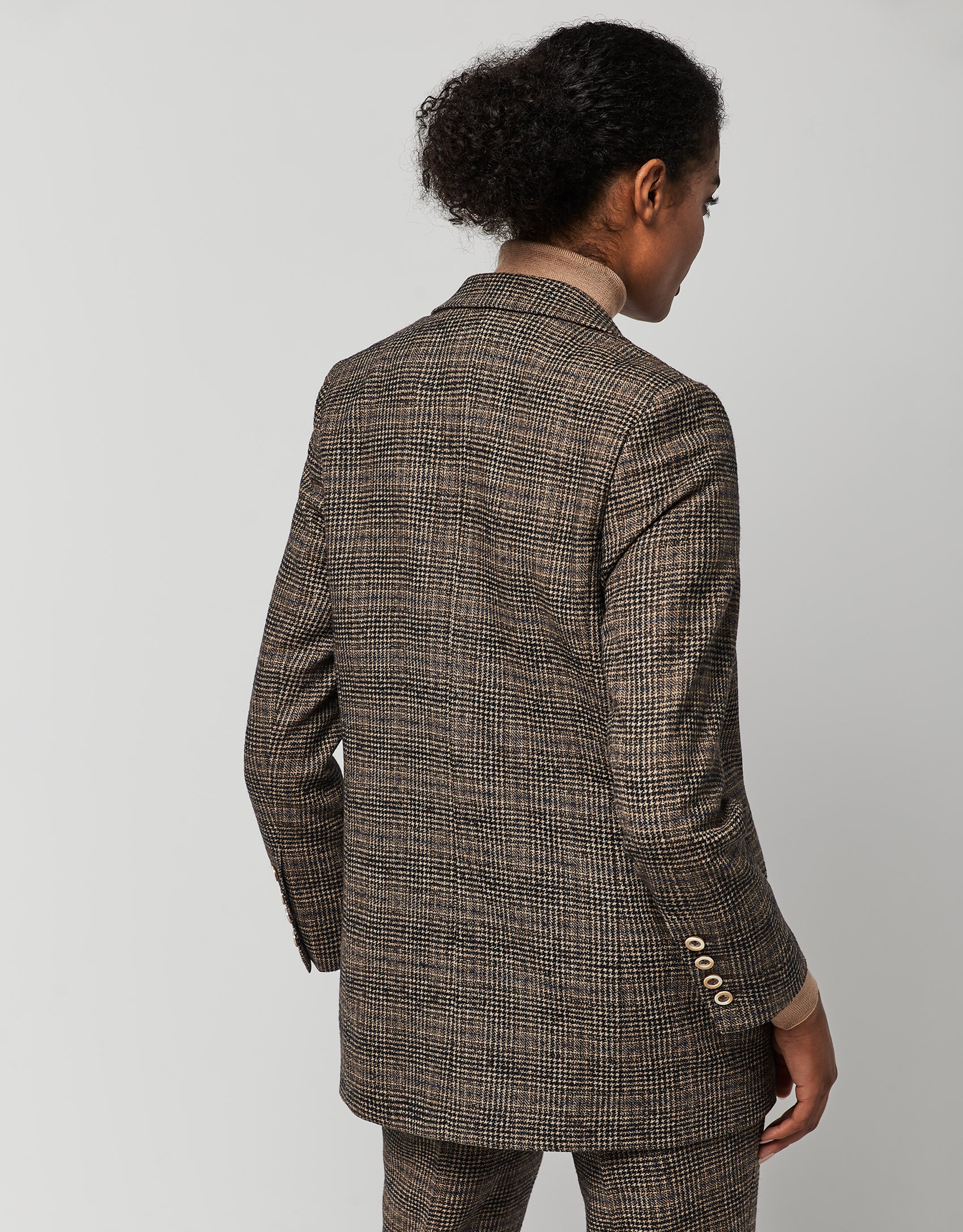 Brown cheked blazer with one button - Woman | Roberto Verino