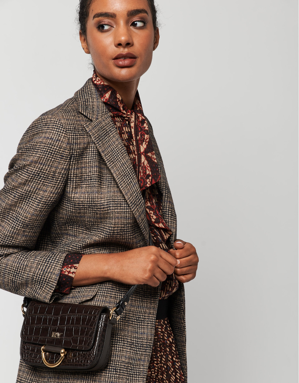 Blazer un botón cuadros marrón - Mujer - OI2022 | Roberto Verino