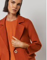 Three-quarter orange double-faced wool coat | Roberto Verino