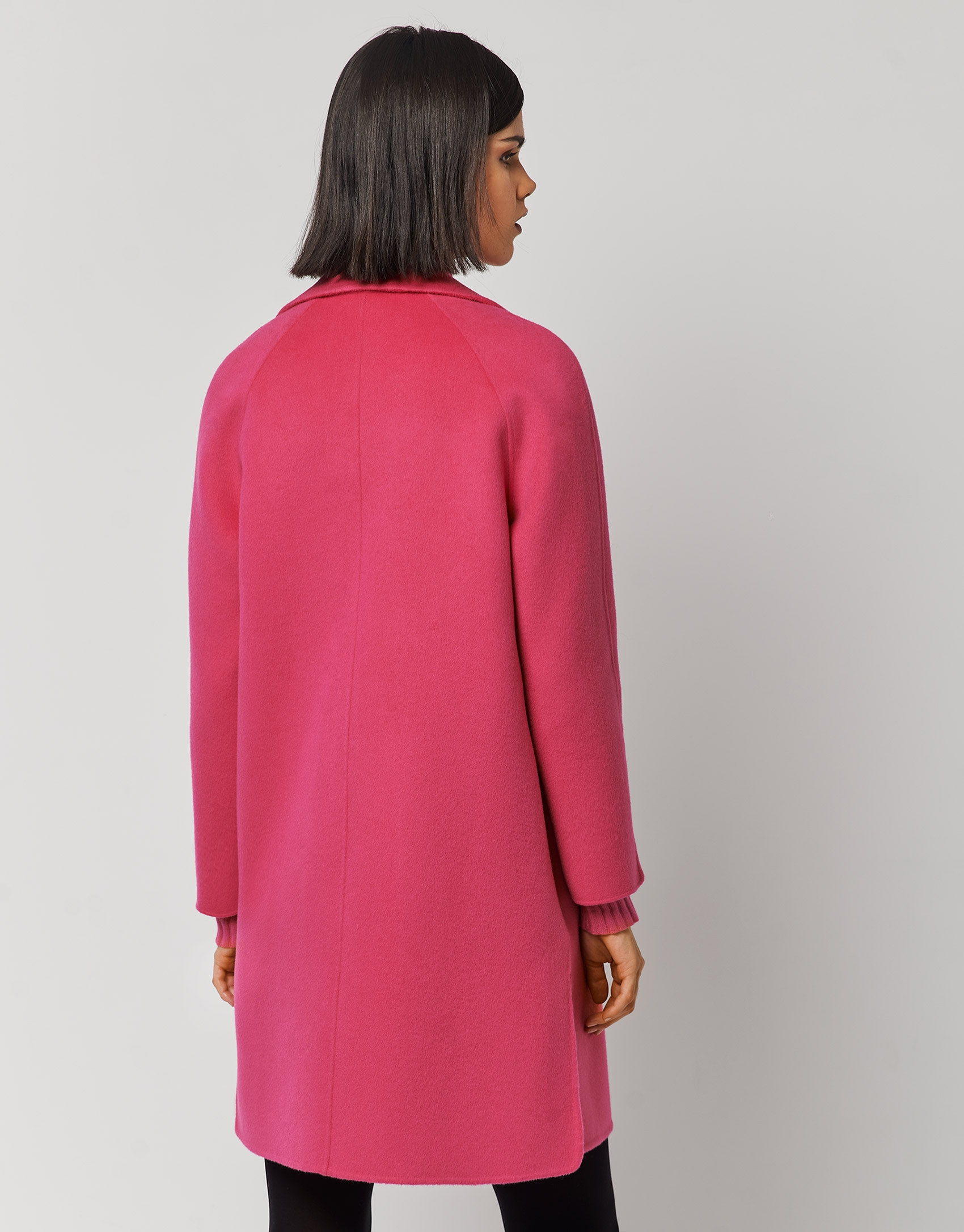 Three-quarter fuchsia double-faced wool coat | Roberto Verino