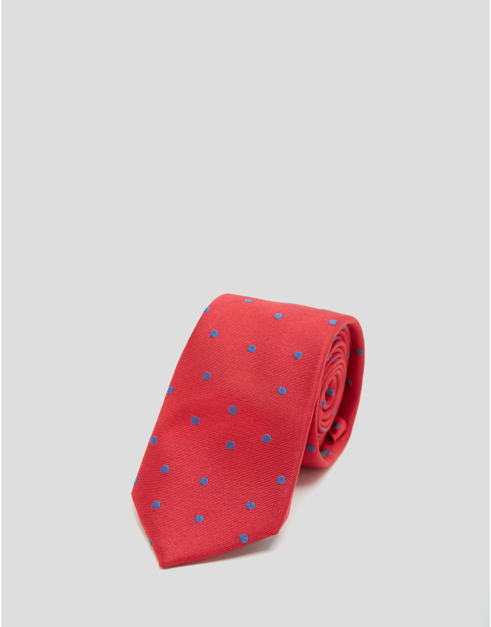 Red silk tie with blue circles - Man - AW2022 | Roberto Verino