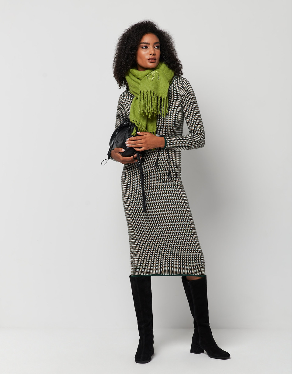 Vestido largo punto cuadros verde - Mujer | Roberto Verino