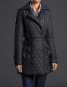 Trench negro acolchado cruzado
