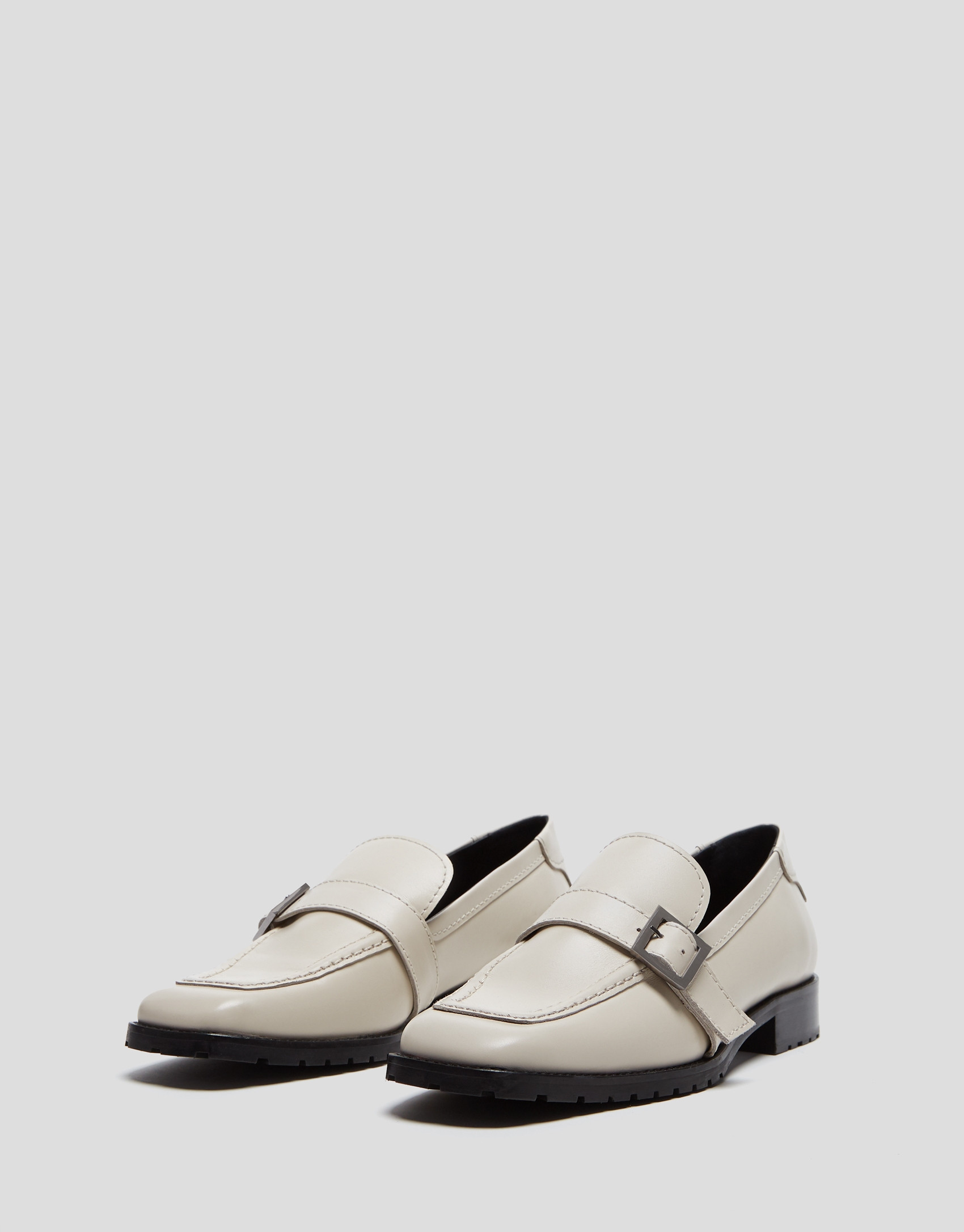 Beige leather moccasins