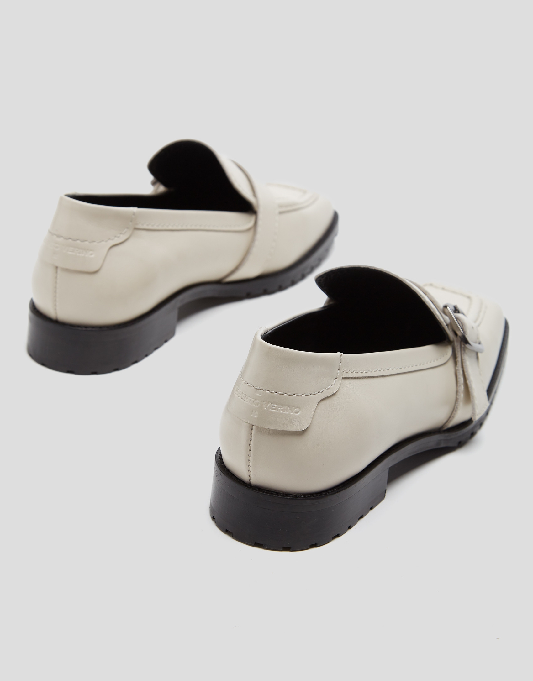 Beige leather moccasins
