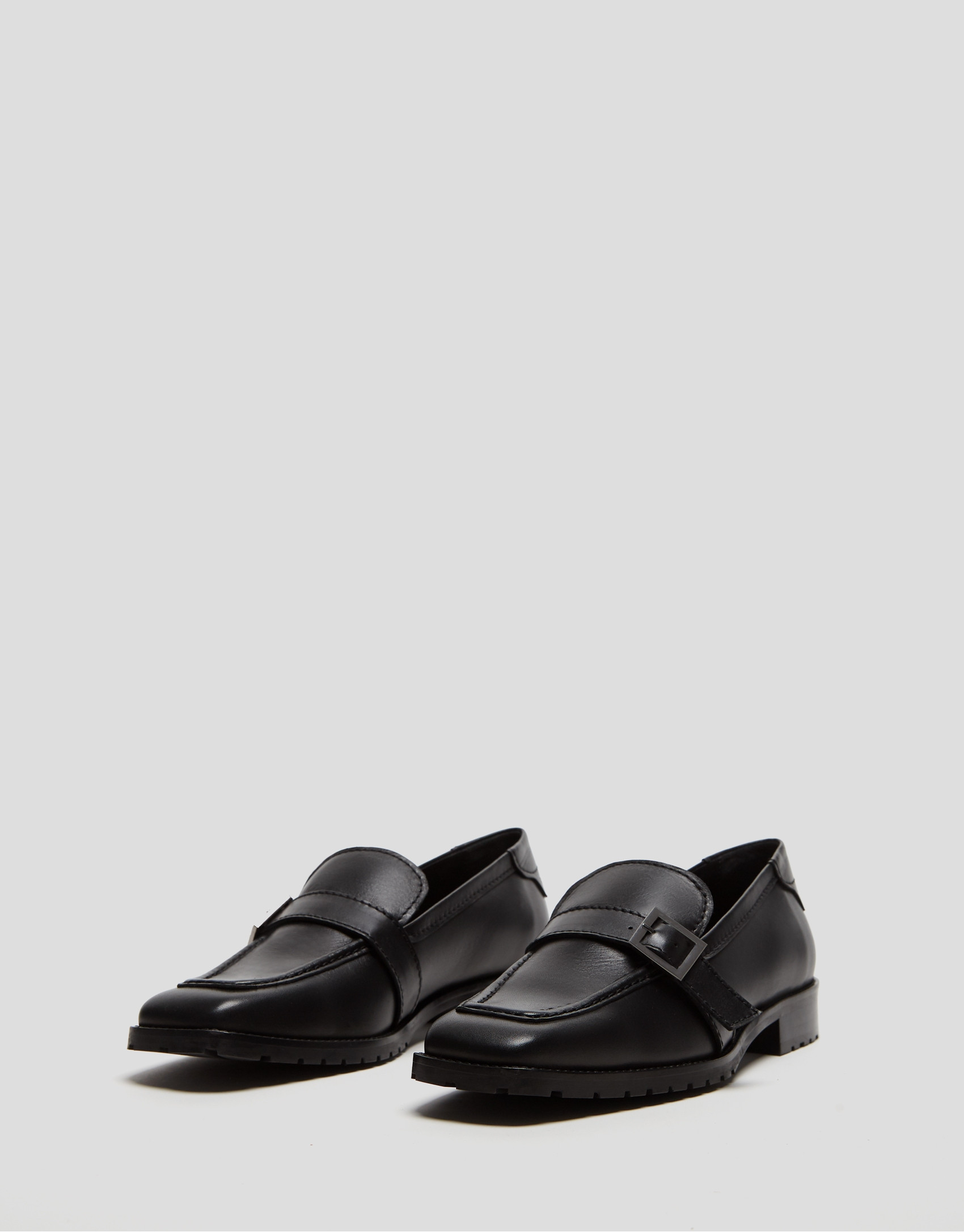 Black leather moccasins