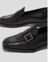 Black leather moccasins