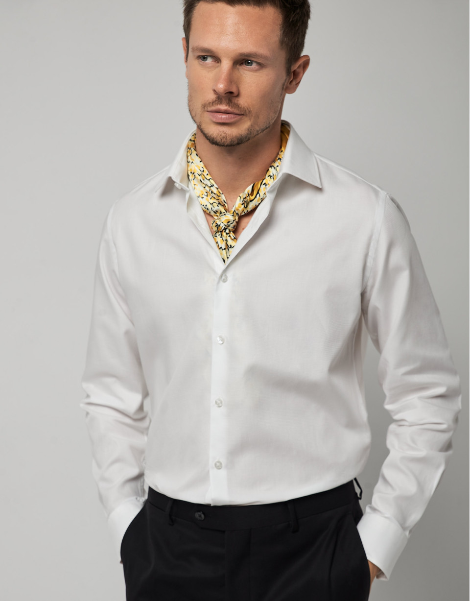Camisa vestir slim fit estructura blanca
