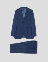 Traje half canvas slim fit cuadro azules perfil crudo