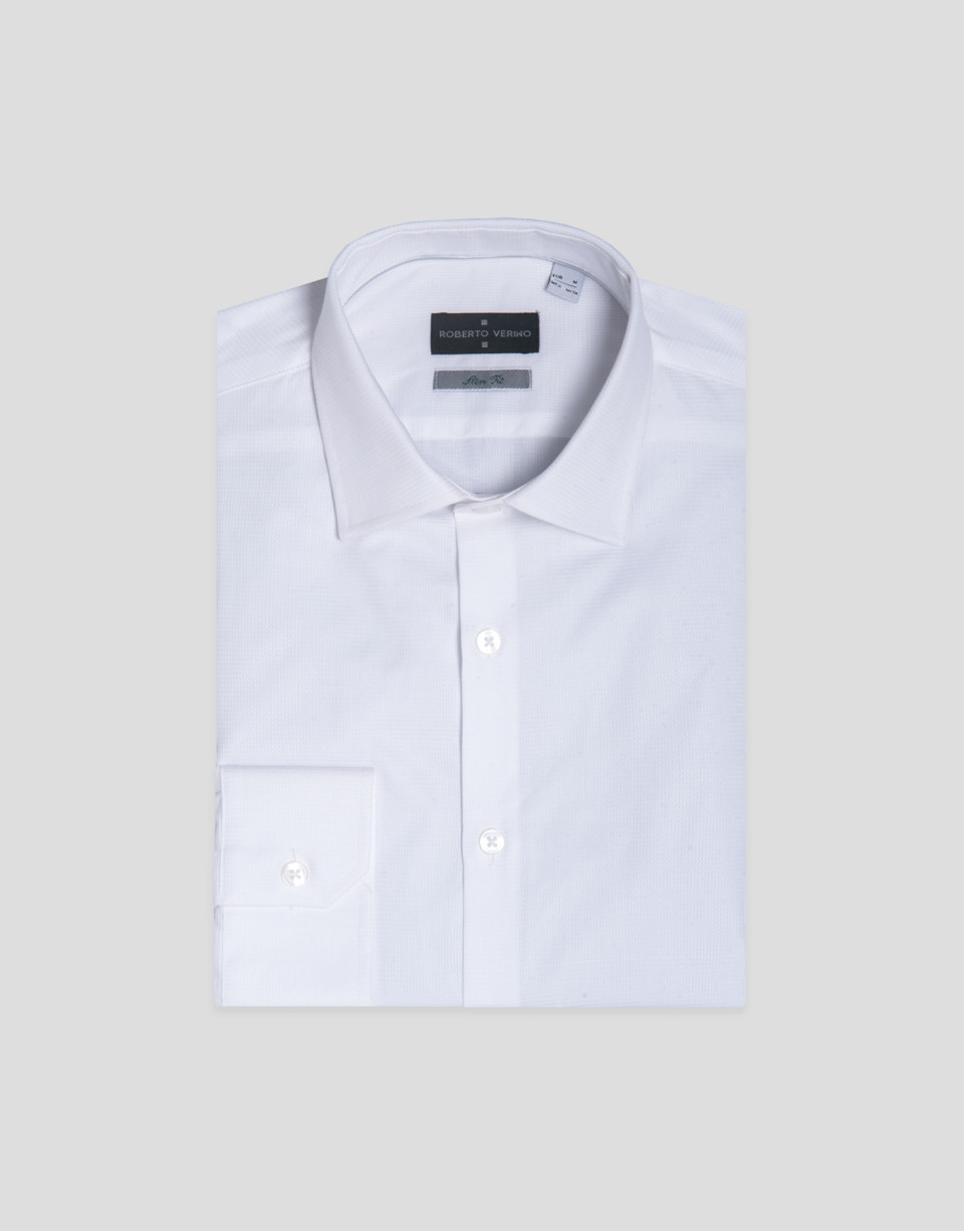 Camisa vestir slim fit estructura blanca