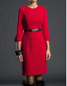 Red fitted dress with belt