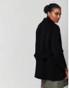 Black double-breasted three-quarter jacket