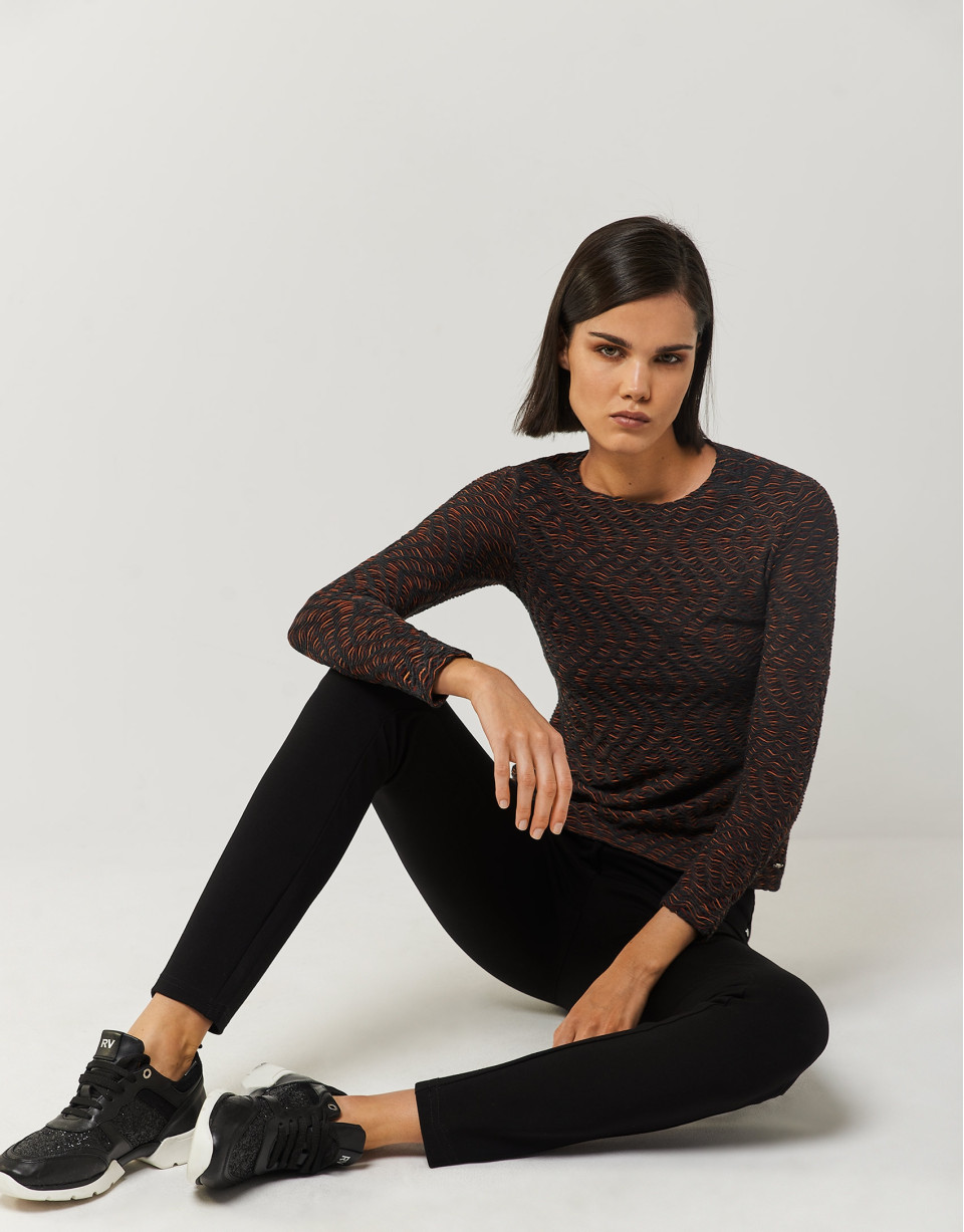 Camiseta punto jacquard naranja - Mujer | Roberto Verino