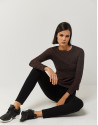 Orange knit top with gray and camel touches | Roberto Verino