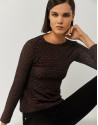 Camiseta punto jacquard naranja - Mujer | Roberto Verino