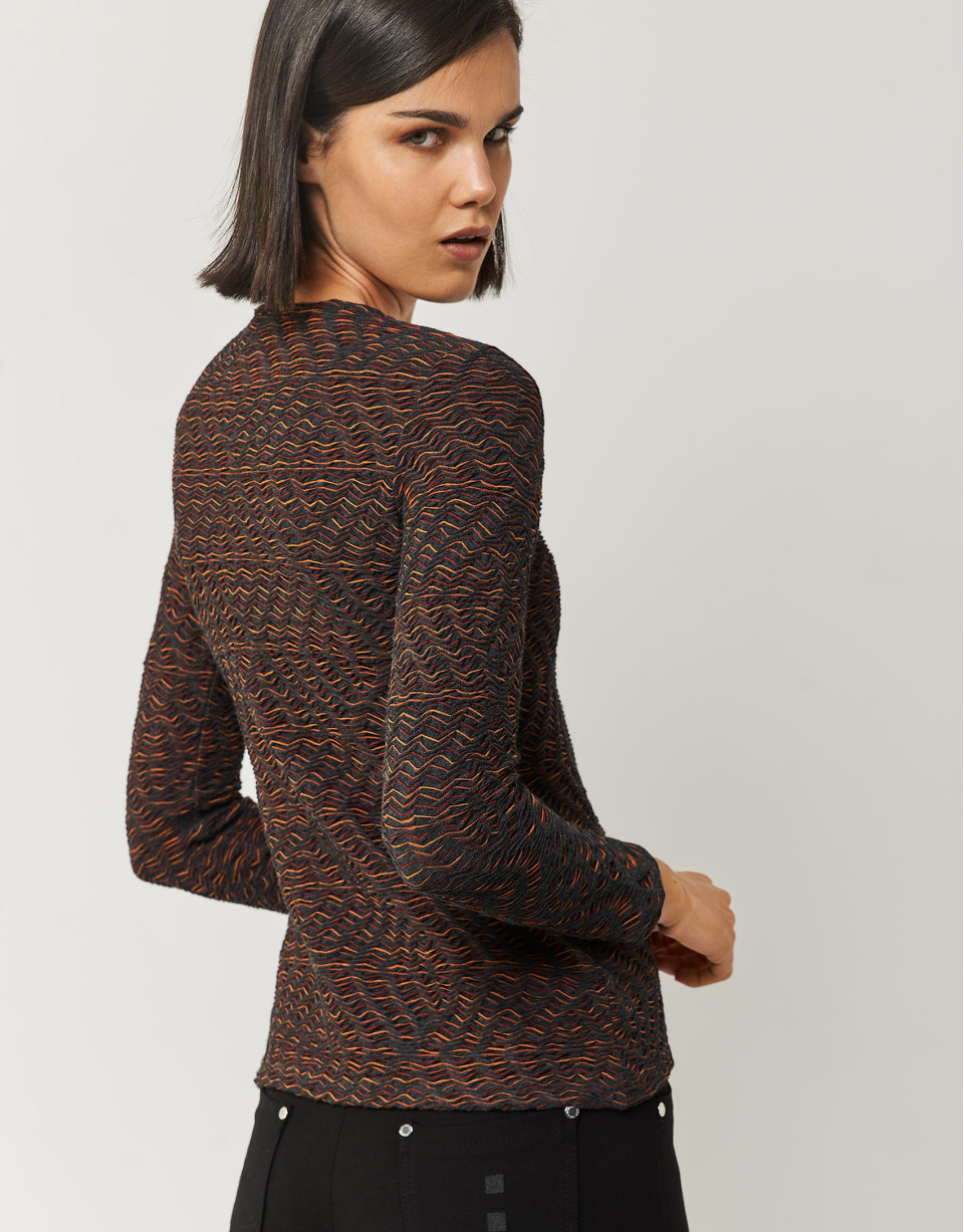 Camiseta punto jacquard naranja - Mujer | Roberto Verino