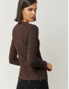 Orange knit top with gray and camel touches | Roberto Verino