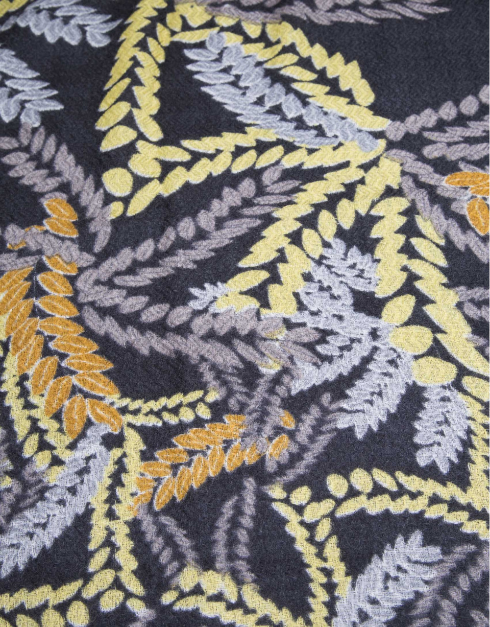 Mustard embroidered foulard 